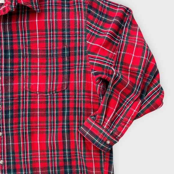Vintage Eddie Bauer Red Plaid Flannel Shirt Men's XL Rockabilly Gorpcore Holiday - Picture 2 of 9